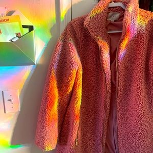 💕Pink fluffy / teddy pea coat 💕